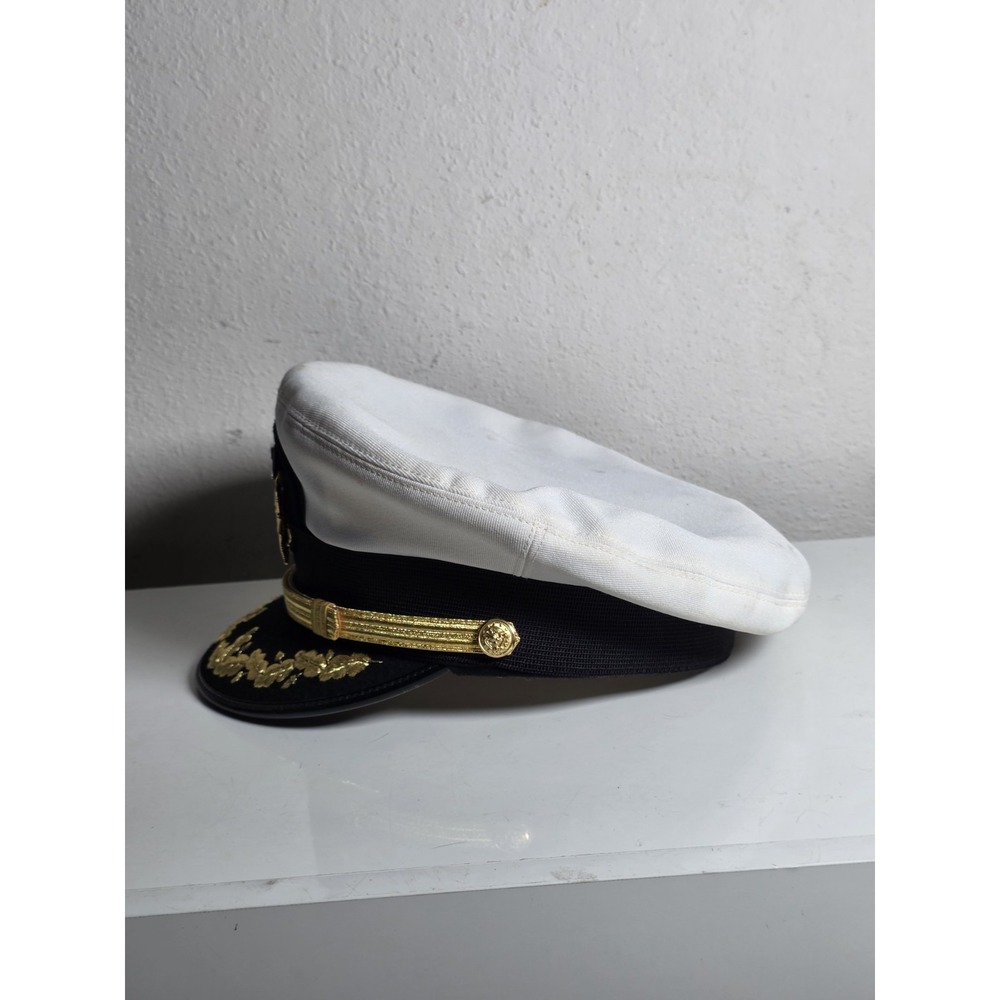Us Navy Officer Visor Cap, US Navy Commander captain Rank Cap in White Cotton - Picture 6 of 12